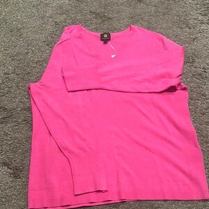Bright Pink V-Neck Sweater